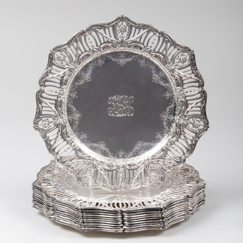 Appraisal: Set of Twelve American Silver Place Plates Marked 'Sterling' monogrammed