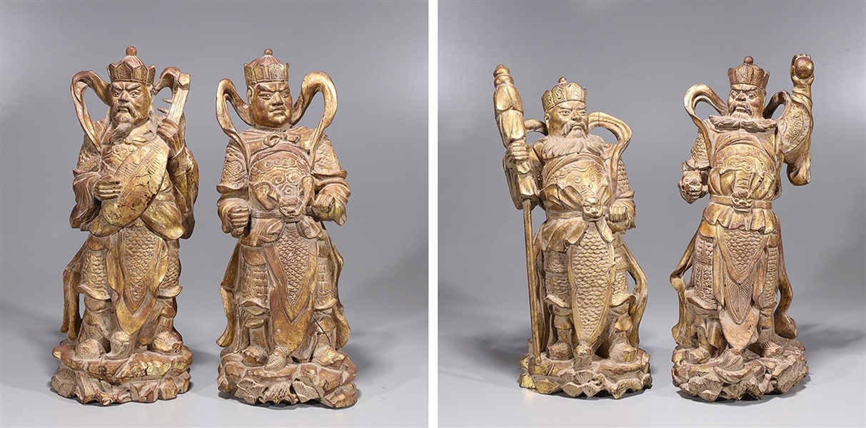 Appraisal: Group of four Chinese gilt wood deities as-is condition with