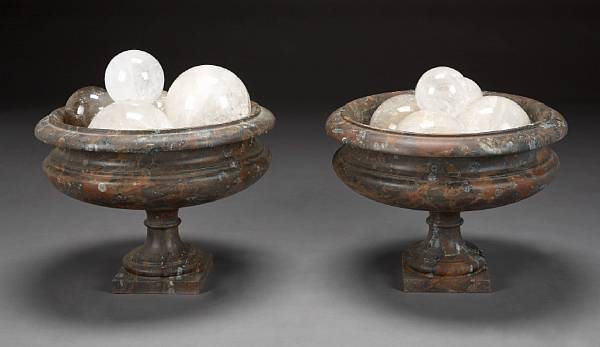 Appraisal: A pair of Neoclassical style marble tazze Each shallow bowl