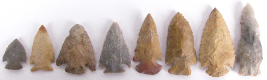 Appraisal: Eight Indiana Arrowheads found in southern Indiana in the mid