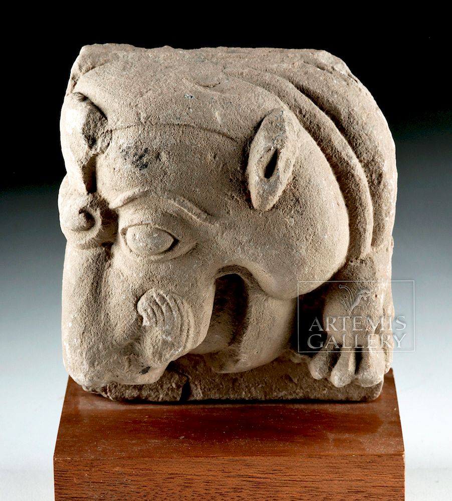 Appraisal: th C Indian Gupta Sandstone Carving - Lion Head Originally