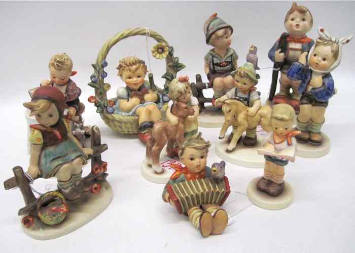 Appraisal: TEN GERMAN HUMMEL PORCELAIN FIGURINES TM- - ''Wayside Harmony'' HUM