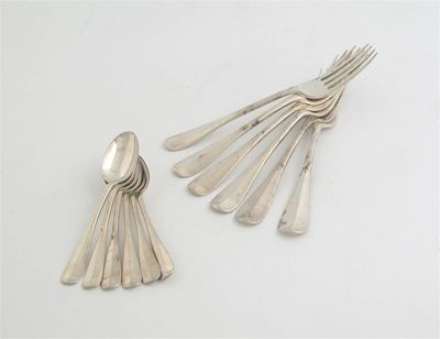 Appraisal: A set of six Victorian Scottish tableforks and six teaspoons