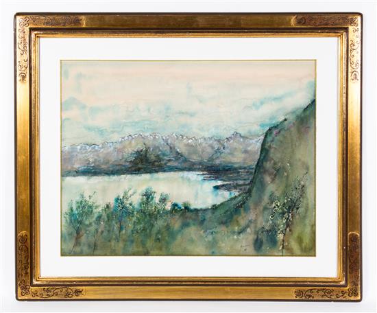 Appraisal: Sale Lot Bernard Gantner French b Paysage Alpestre watercolor on