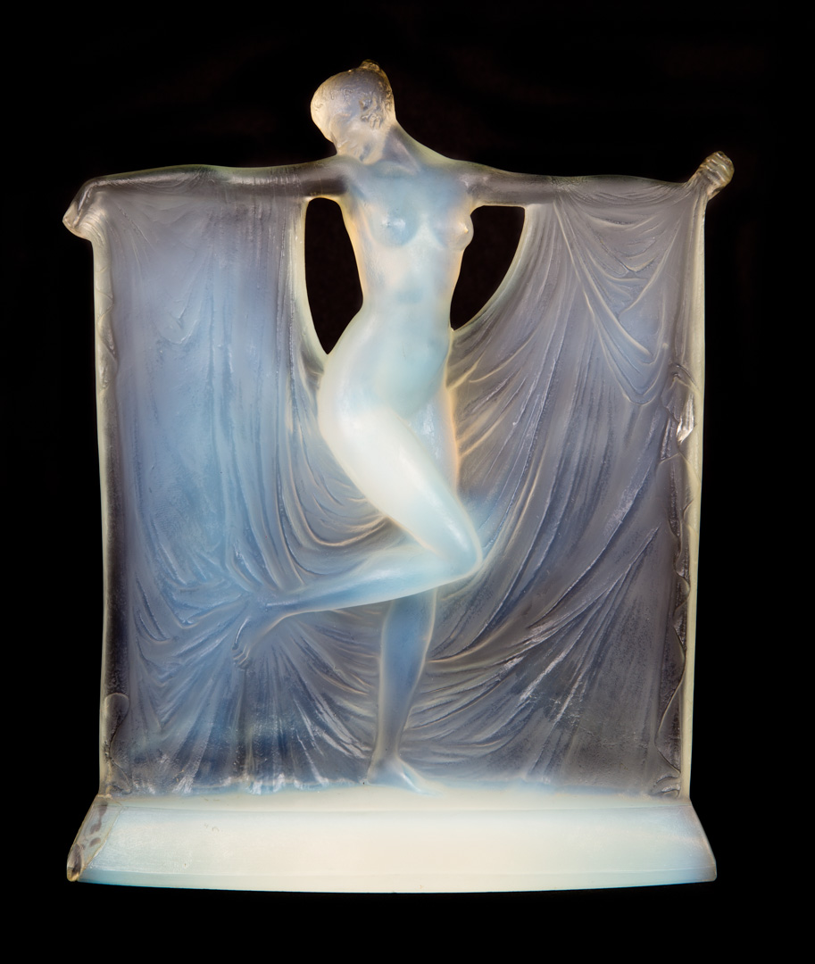 Appraisal: Lalique partially frosted crystal Suzanne figure circa s stylized Art