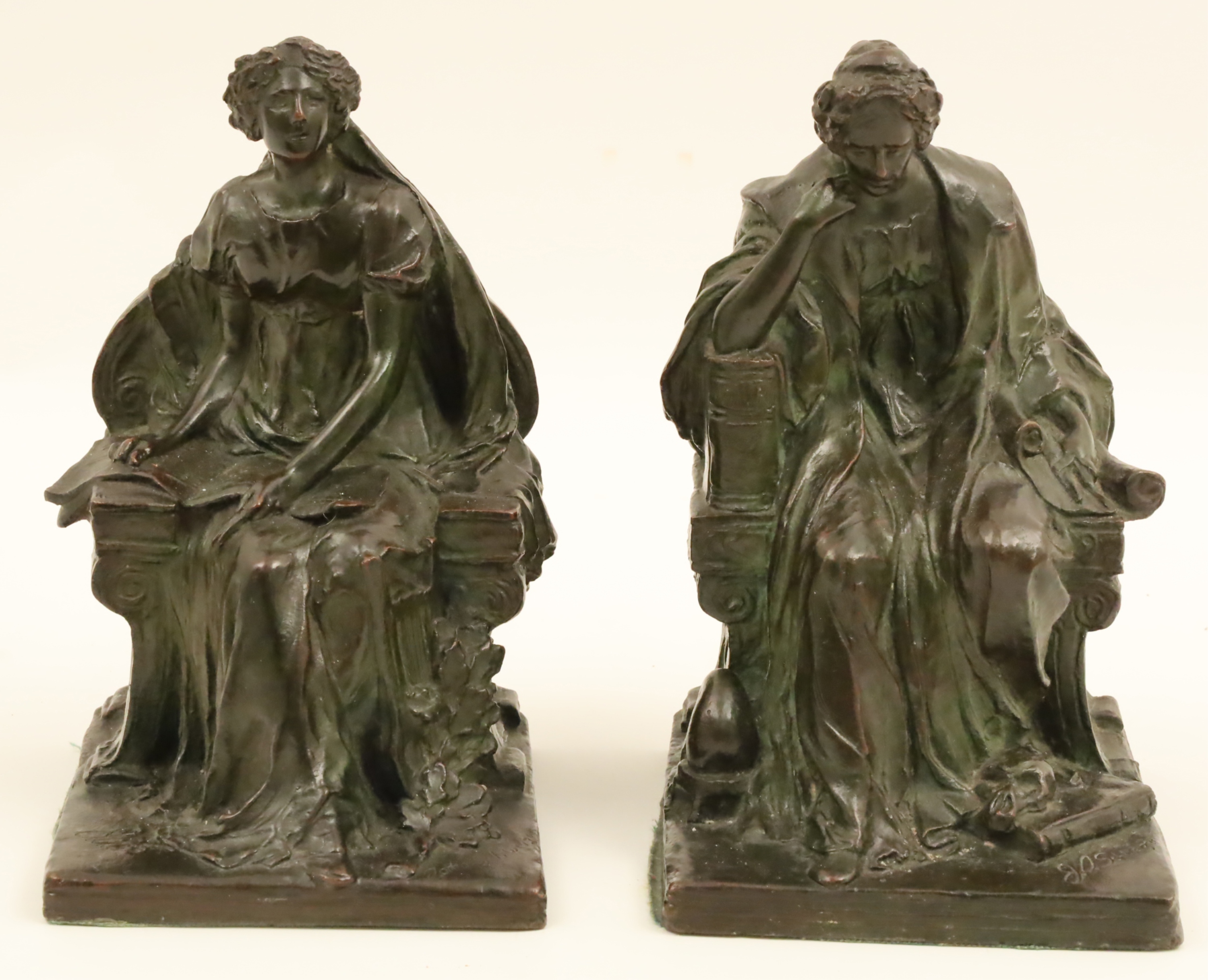 Appraisal: PR OF BRONZE FIGURAL BOOKENDS Pair of bronze figural bookends