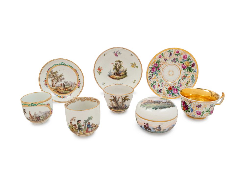 Appraisal: Three Meissen and Berlin K P M Porcelain Cup and