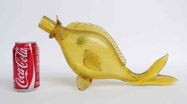 Appraisal: Art glass fish bottle '' Length