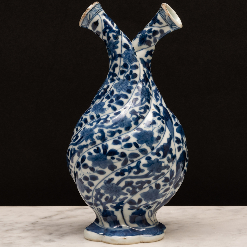 Appraisal: Chinese Export Blue and White Porcelain Spiral Fluted Cruet Jug