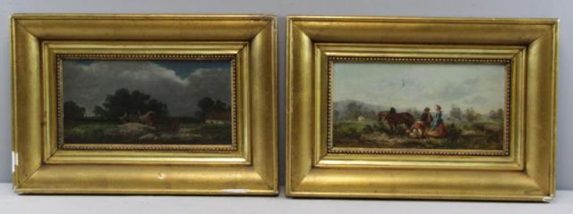 Appraisal: Pair of th C Oils on Panel of Travels inLandscape