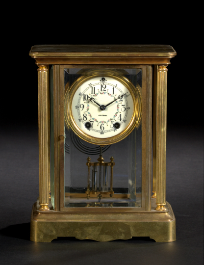 Appraisal: Attractive Seth Thomas Brass-Framed Beveled Glass and Enamel Mantel Clock