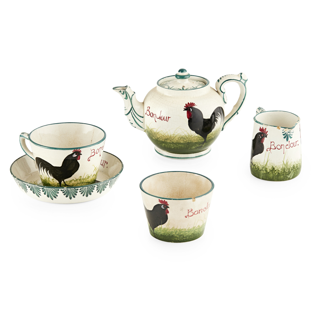 Appraisal: A WEMYSS WARE 'BONJOUR' PART TEA SERVICE 'BLACK COCKEREL HENS'