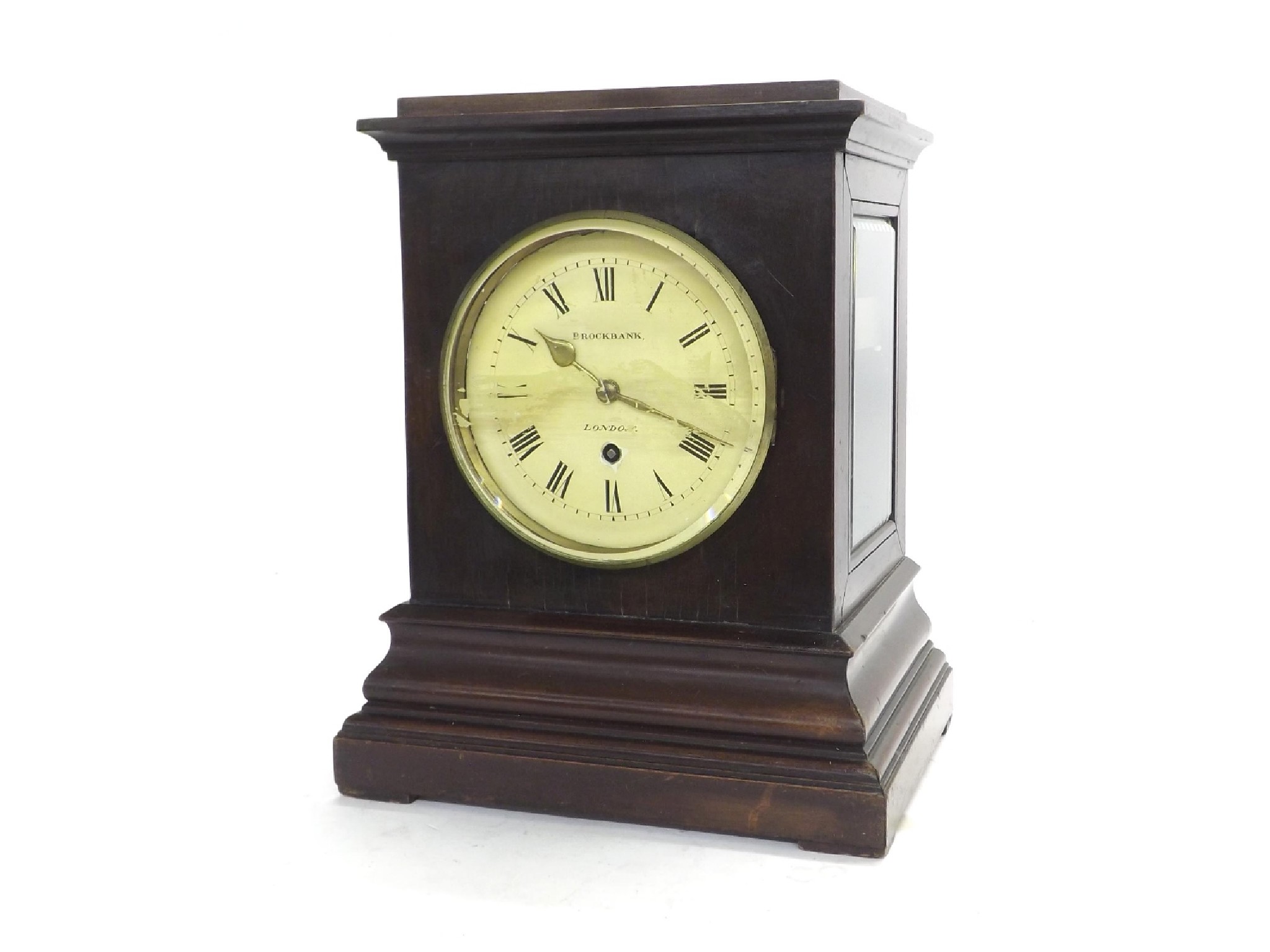 Appraisal: Good mahogany single fusee library clock the cream dial signed