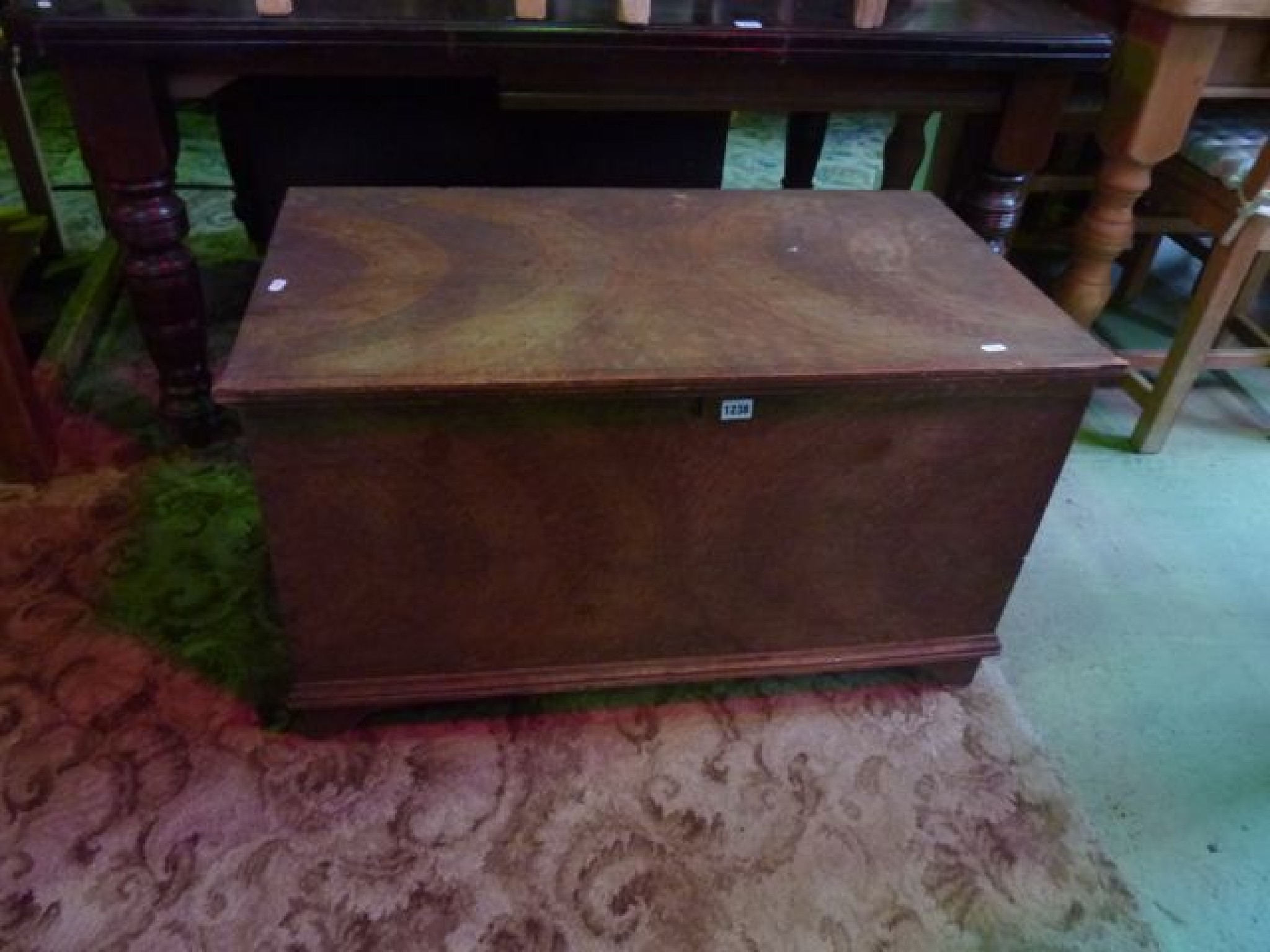 Appraisal: A th century pine box with hinged lid and all