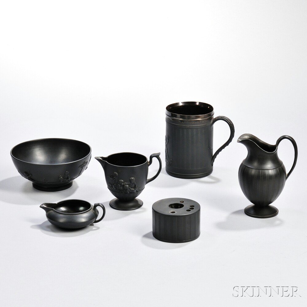 Appraisal: Six Wedgwood Black Basalt Items England th and th century