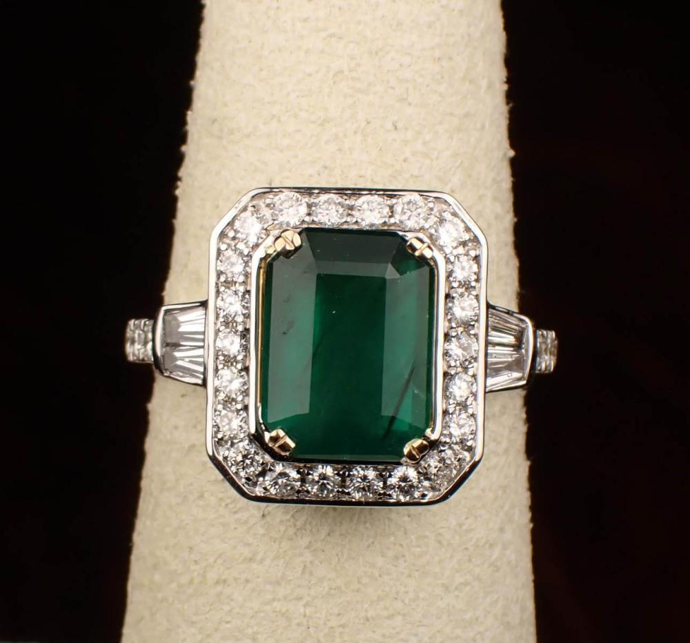 Appraisal: EMERALD DIAMOND AND FOURTEEN KARAT GOLD RING WITH APPRAISAL The