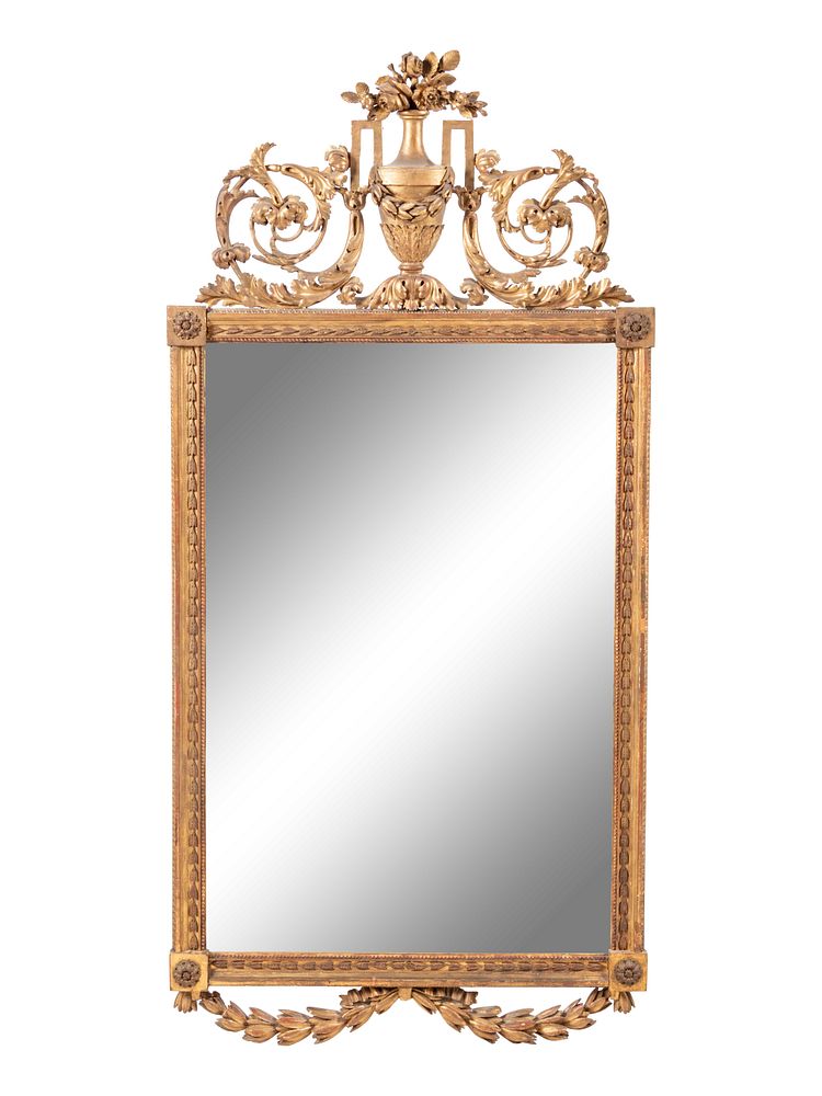 Appraisal: A French Neoclassical Giltwood Mirror A French Neoclassical Giltwood Mirror