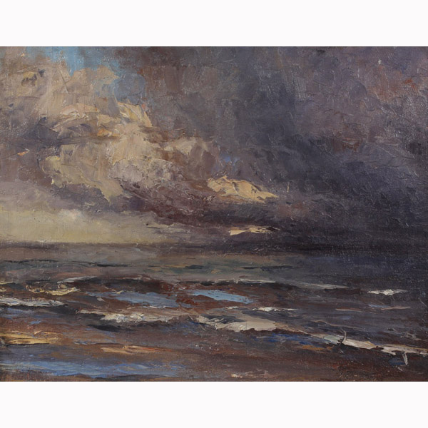 Appraisal: W Bicheroux - stormy seascapeoil on panelsignature inscribed in paint