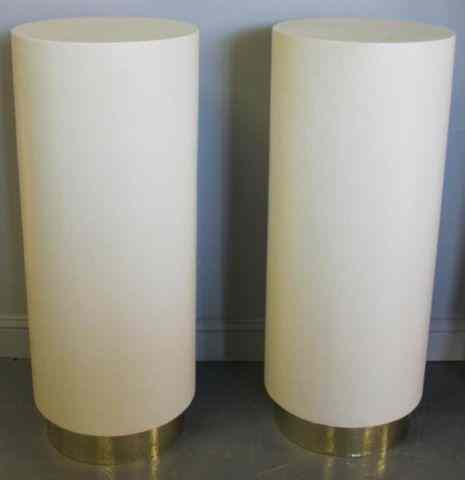 Appraisal: Midcentury Pair of Springer Style Linen orGrass Cloth wrapped Pedestals