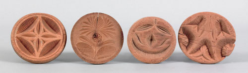 Appraisal: Four floral carved buttermolds th c - dia