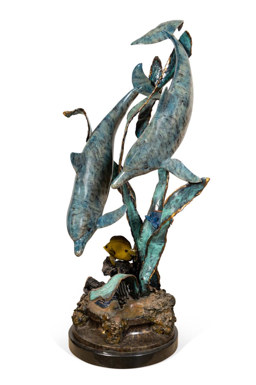 Appraisal: LAURIE WARD DOLPHINS AT PLAY BRONZE SCULPTURE Laurie Ward American