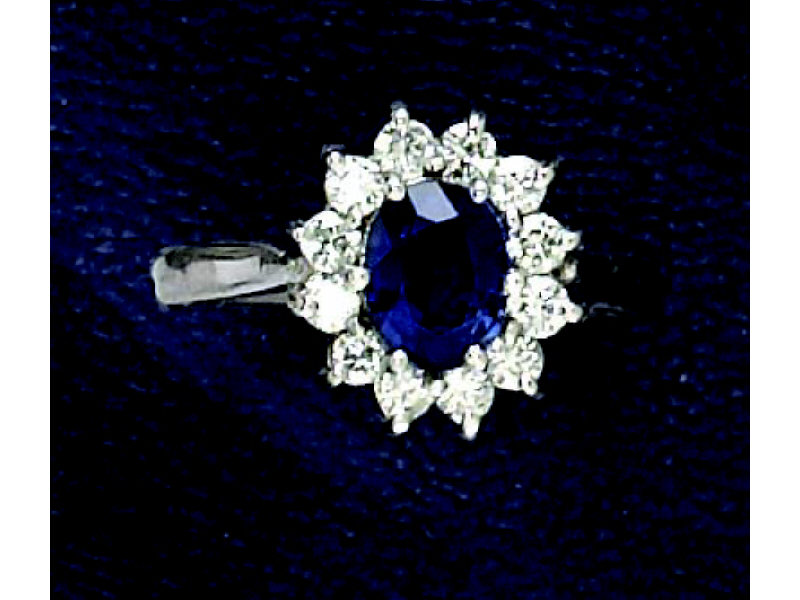 Appraisal: SAPPHIRE AND DIAMOND RING k white gold sapphire and diamond