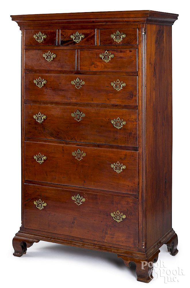 Appraisal: Pennsylvania Chippendale walnut tall chest Pennsylvania Chippendale walnut tall chest