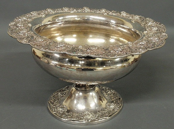 Appraisal: Silverplate punchbowl in a chrysanthemum pattern by Southington Co marked