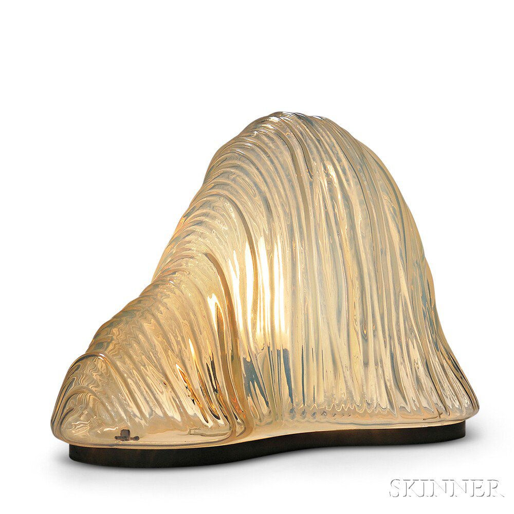 Appraisal: Modernist Opalescent Table Lamp Art glass Contemporary Abstract mountain-like form