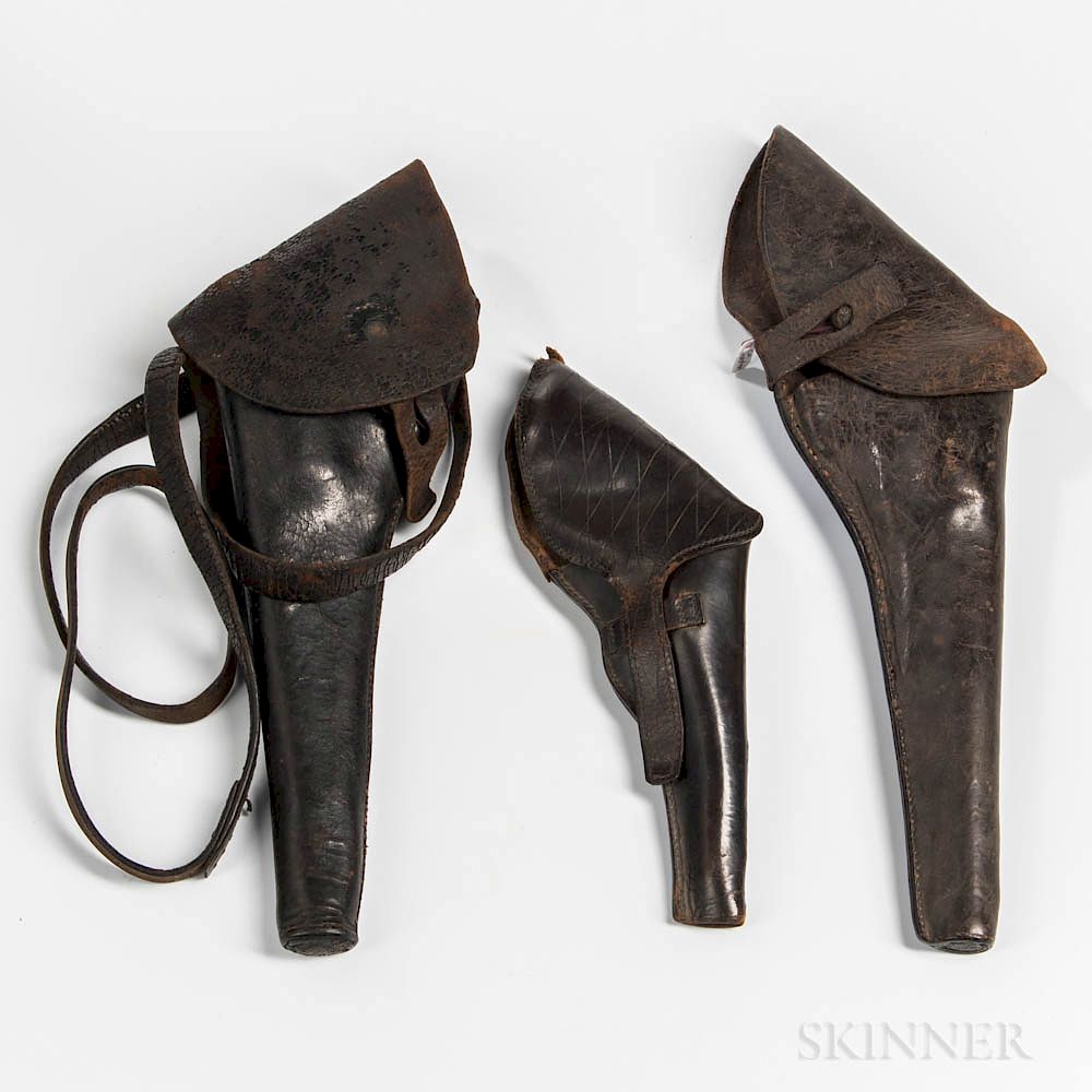 Appraisal: Three Leather Revolver Holsters Three Leather Revolver Holsters c s