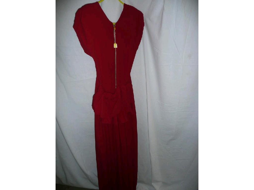 Appraisal: A cherry red vintage evening dress with cap sleeve small