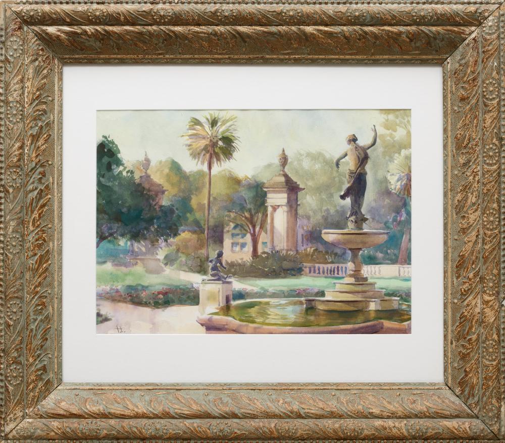 Appraisal: Tony Green American New Orleans b Audubon Park Fountain watercolor