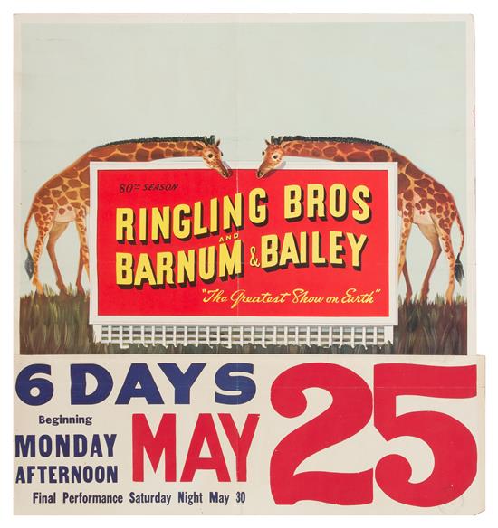 Appraisal: Sale Lot CIRCUS RINGLING BROTHERS AND BARNUM BAILEY Poster and