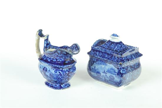 Appraisal: HISTORICAL BLUE STAFFORDSHIRE SUGAR AND CREAMER England nd quarter- th