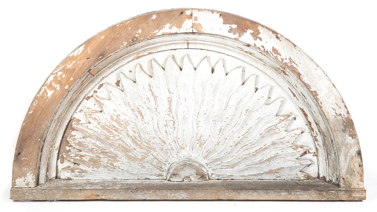 Appraisal: AMERICAN ARCHITECTURAL FAN LIGHT Second half- th century pine Arch