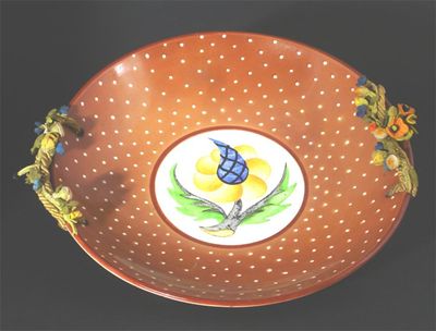 Appraisal: A Lenci Pottery dish with original applied textile handles painted