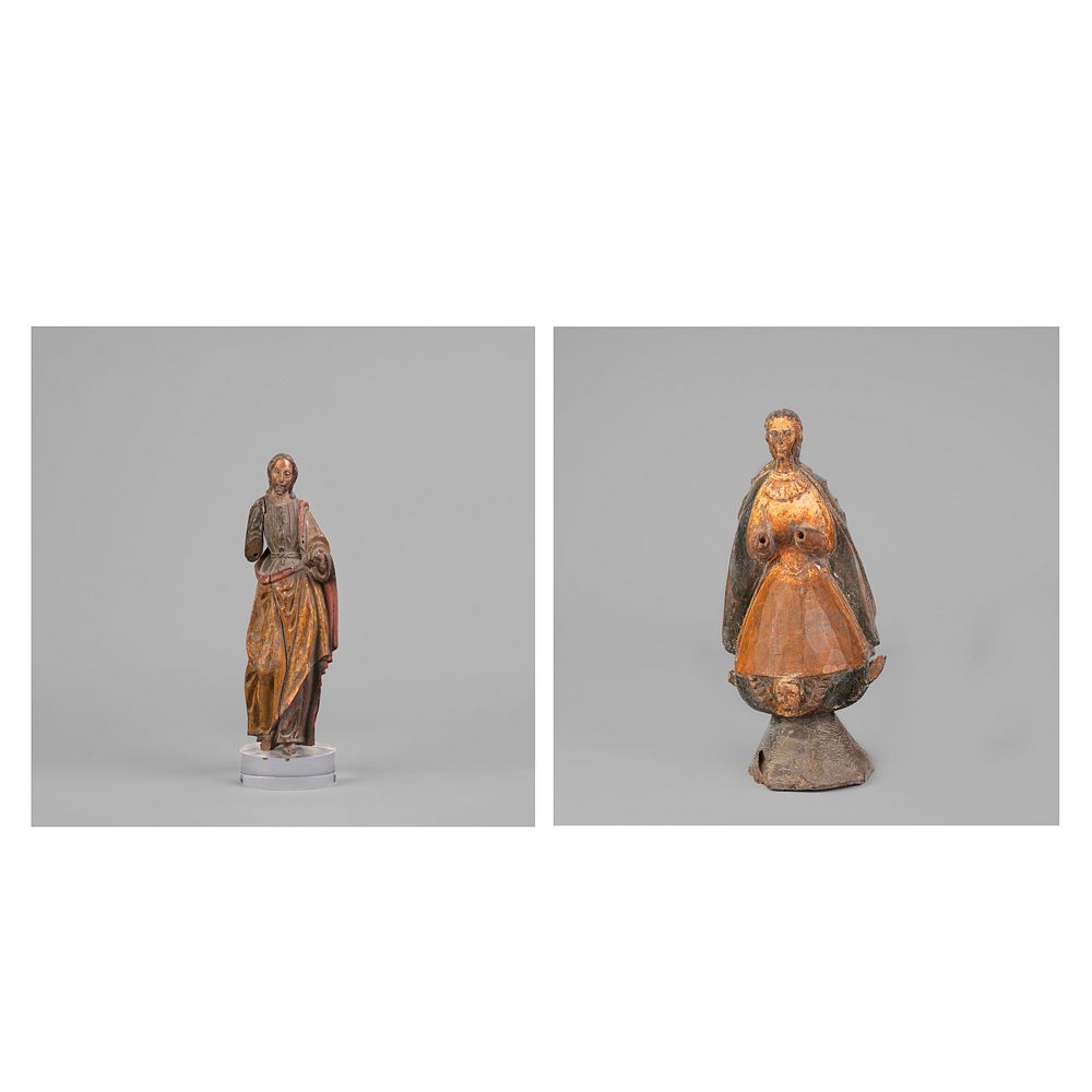 Appraisal: Spanish Colonial South America Group of Two Santos Figures th