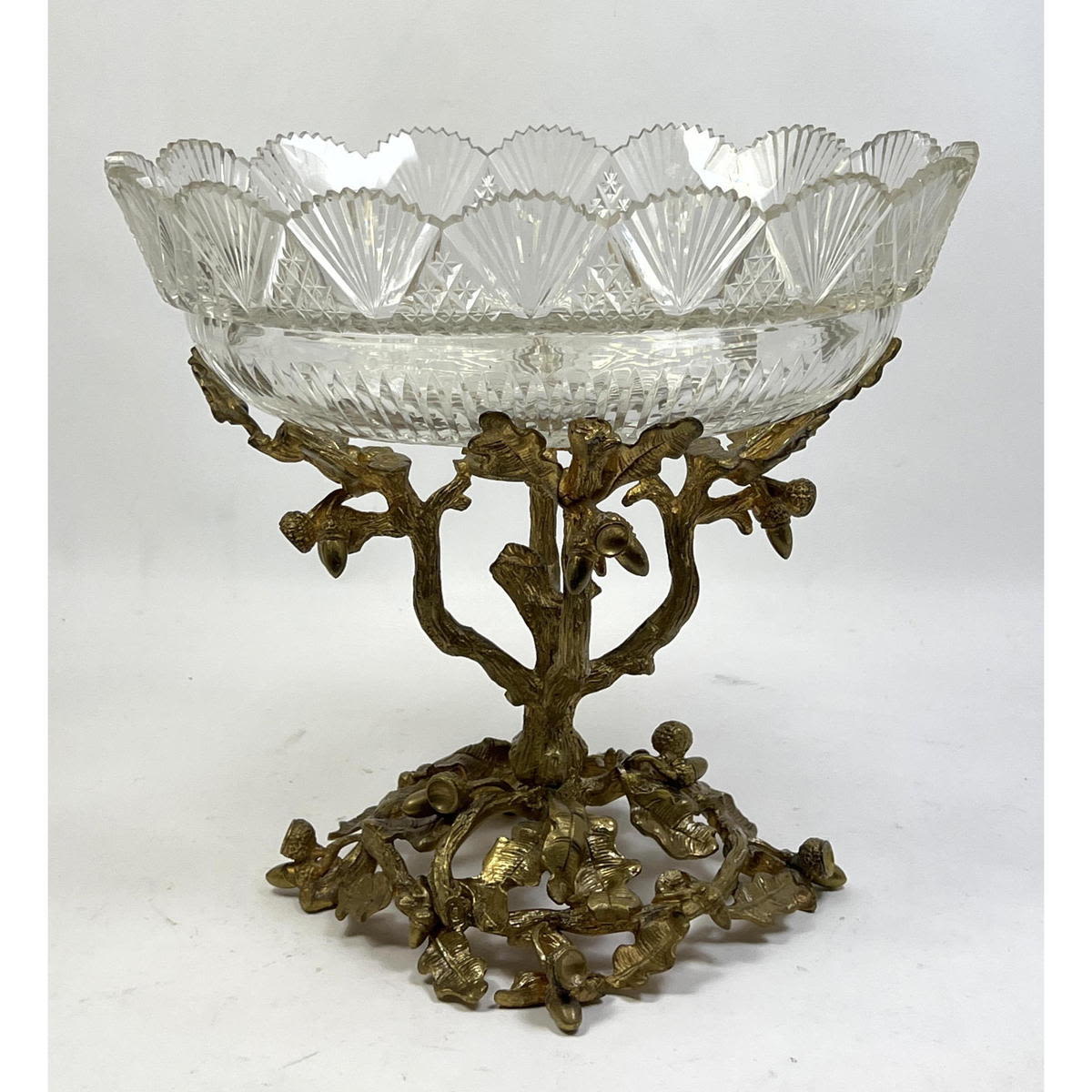 Appraisal: th century French bronze and cut crystal likely Baccarat centerpiece