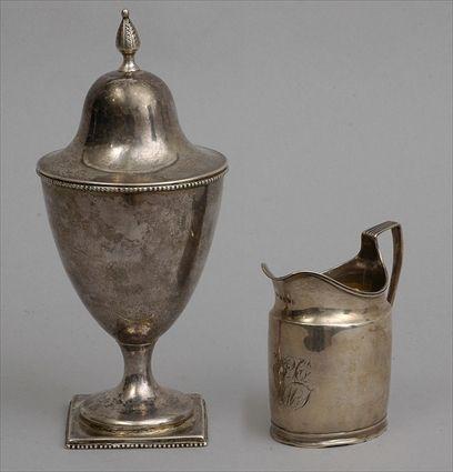 Appraisal: FEDERAL SILVER MONOGRAMMED SUGAR URN AND COVER AND A GEORGE