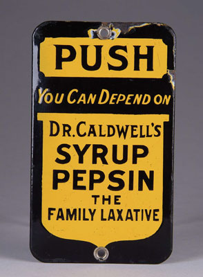 Appraisal: DR CALDWELL S PORCELAIN DOOR PUSH Advertisement for Dr Caldwell