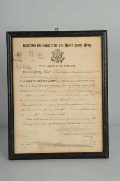 Appraisal: United Stats Army Soldiers Discharge Papers Description Signed and dated