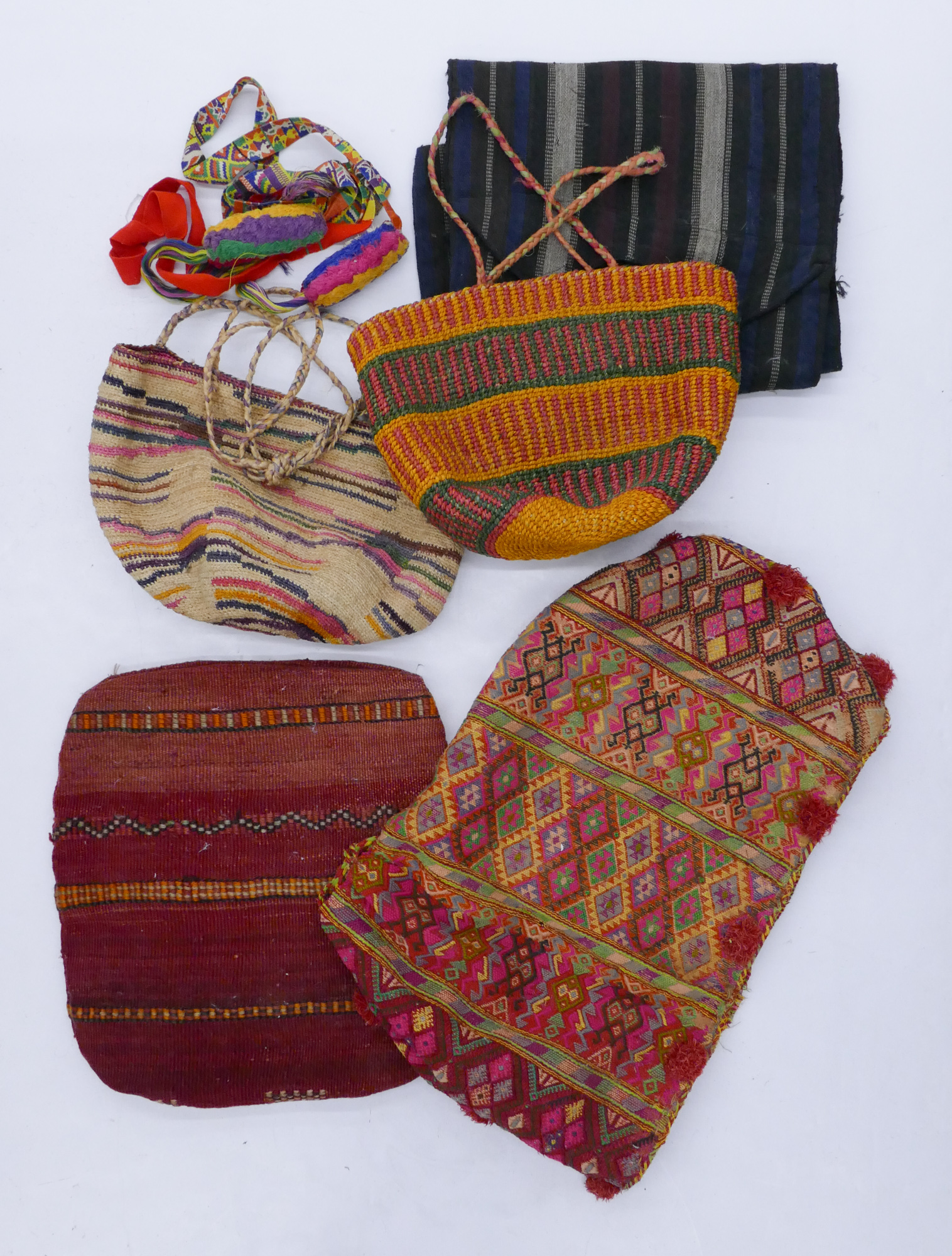 Appraisal: Box Old Ethnic Woven Purses etc