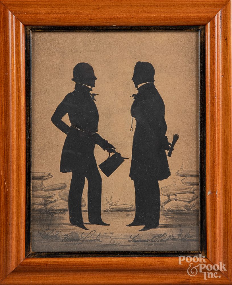 Appraisal: Auguste Edouard silhouette of two gentlemen Auguste Edouard silhouette of