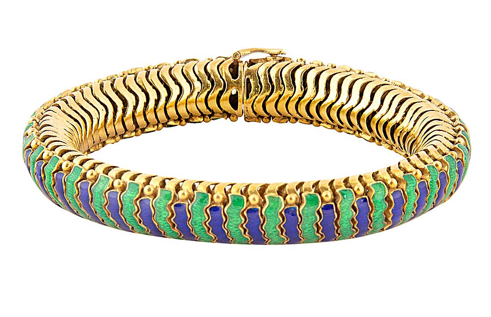 Appraisal: GOLD AND ENAMEL SNAKE BRACELET GOLD AND ENAMEL SNAKE BRACELET