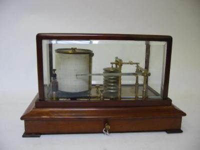 Appraisal: A MAHOGANY CASED BAROGRAPH early th century the lacquered brass