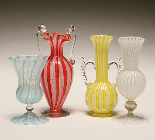 Appraisal: Lot of Murano glass vases blue red yellow and white