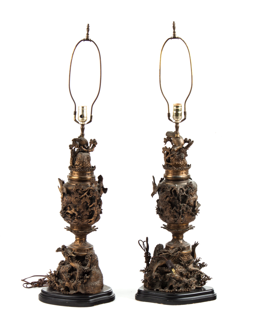 Appraisal: Pair of Japanese bronze censor lamps late th century having