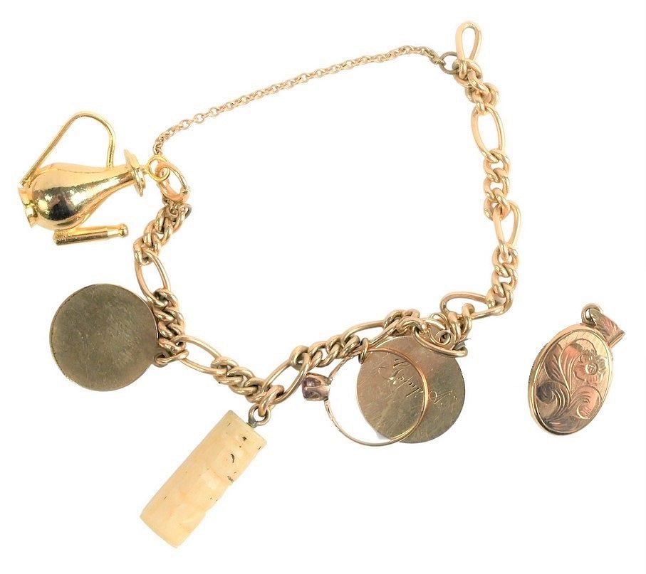 Appraisal: Karat Yellow Gold Charm Bracelet having karat yellow gold monogram