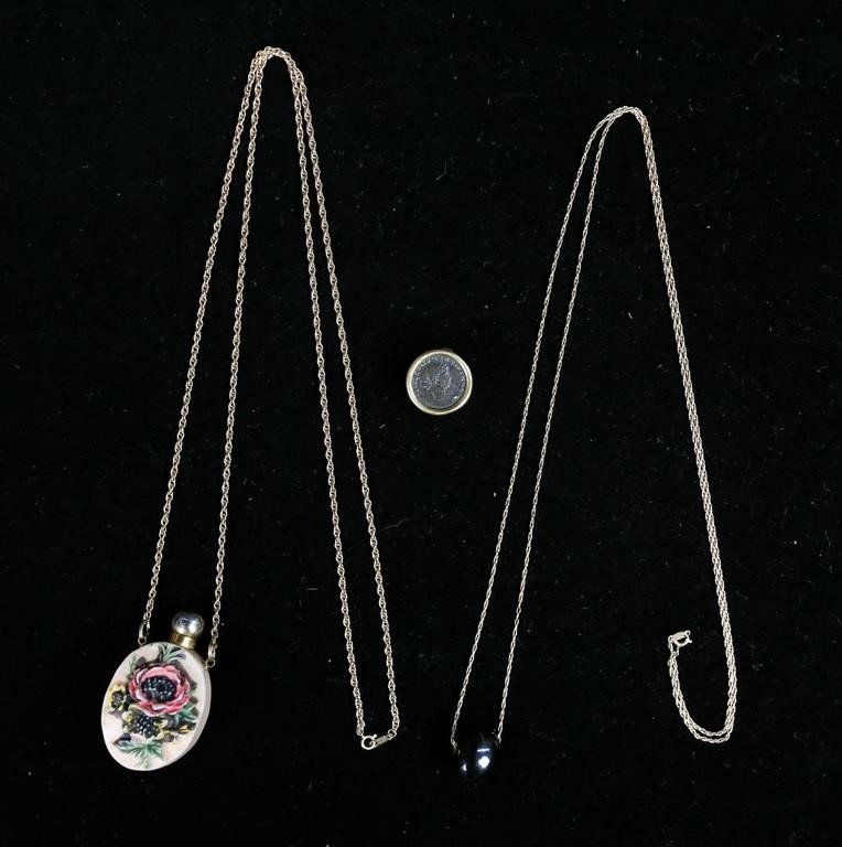 Appraisal: pendant necklaces with k gold chain marked on the clasp