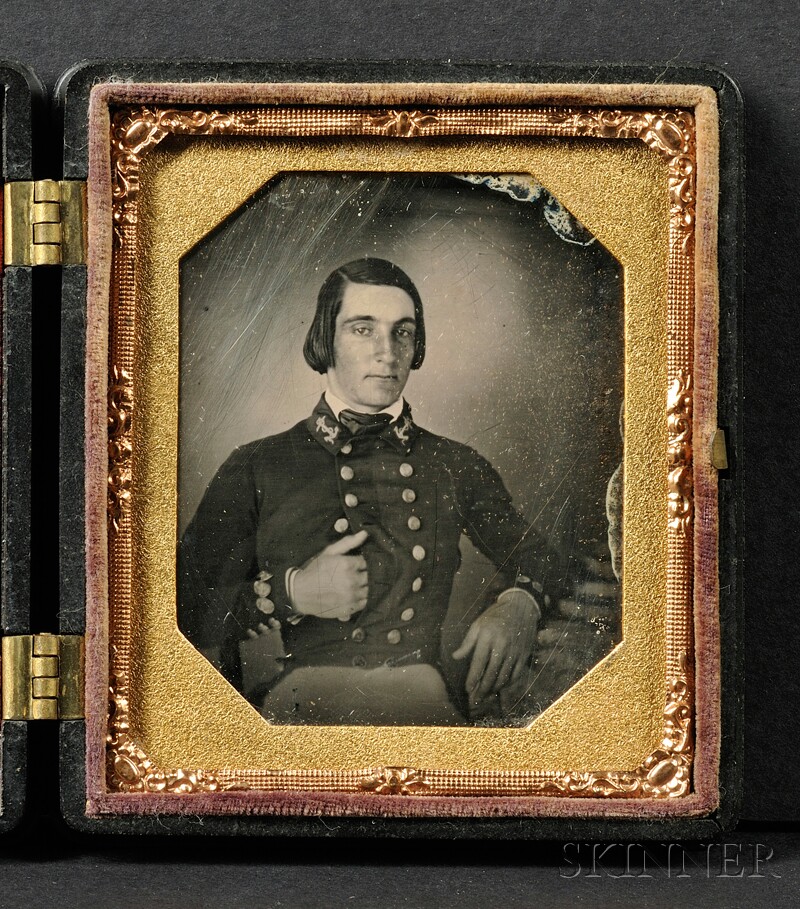 Appraisal: Sixth Plate Daguerreotype Portrait of a Man Wearing a Naval